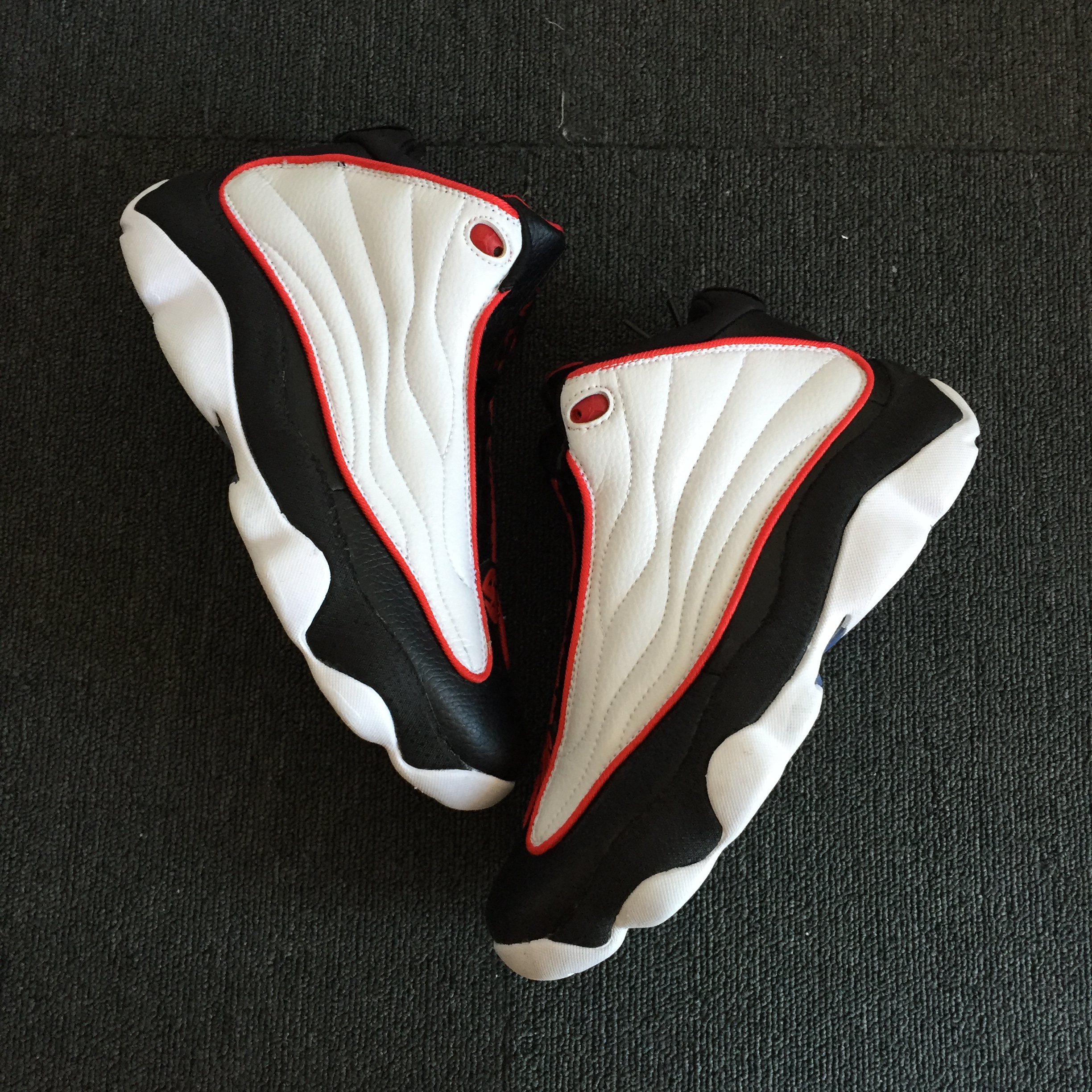 Men Jordan 13.5 Pro Strong White Black Red Shoes - Click Image to Close